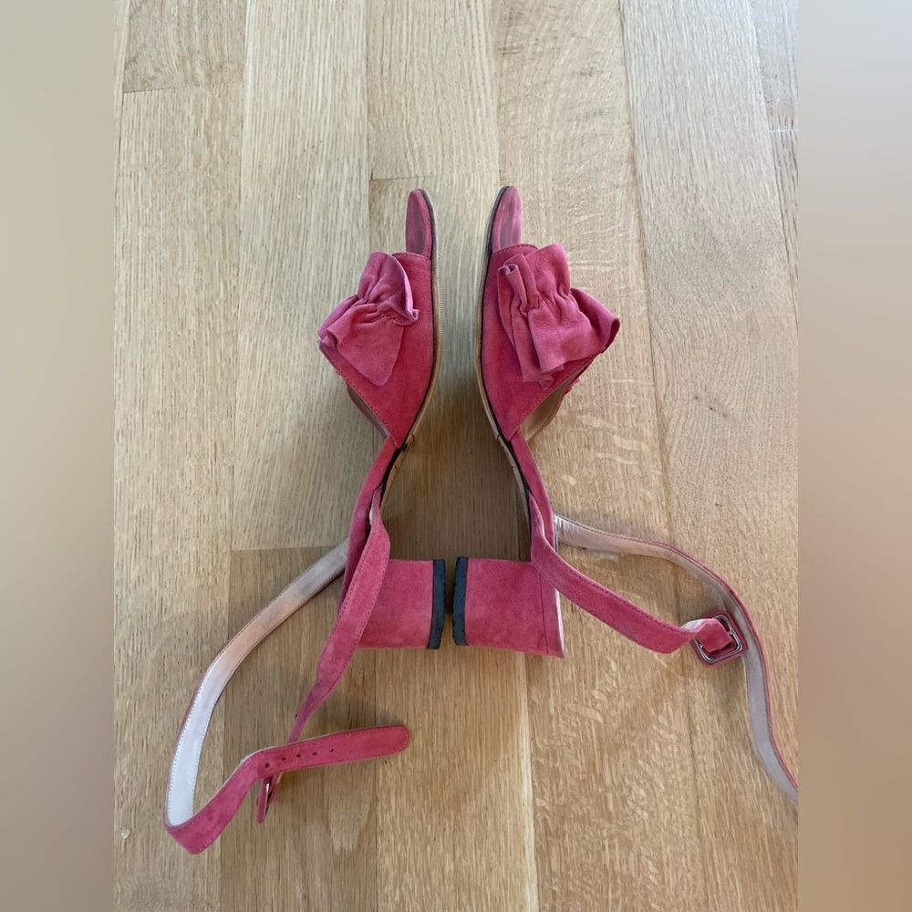 Pink Ruffle Open-Toe Sandals with Ankle Strap - Picture 8 of 8